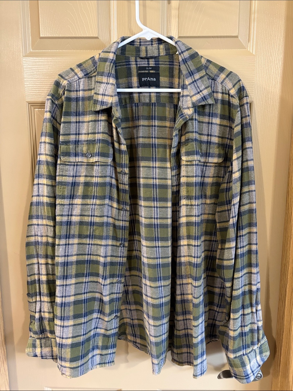 prAna Men's Green Plaid Flannel Shirt